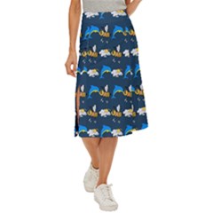 Dolphins Bees Pattern Midi Panel Skirt by Sparkle