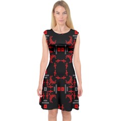 Abstract Pattern Geometric Backgrounds   Capsleeve Midi Dress by Eskimos