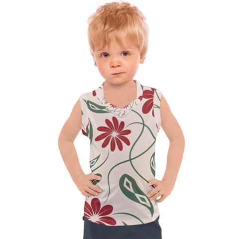  Folk Flowers Floral Art Print Flowers Abstract Art  Kids  Sport Tank Top by Eskimos