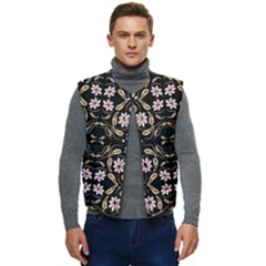 Folk Flowers Print Floral Pattern Ethnic Art Men s Short Button Up Puffer Vest	 by Eskimos