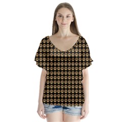 Olimedblk V-neck Flutter Sleeve Top by violetheavensky