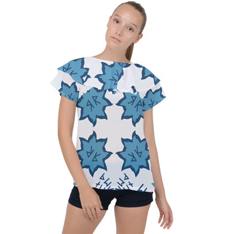 Abstract Pattern Geometric Backgrounds   Ruffle Collar Chiffon Blouse by Eskimos