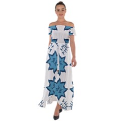 Abstract Pattern Geometric Backgrounds   Off Shoulder Open Front Chiffon Dress by Eskimos