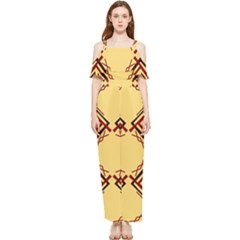 Abstract Pattern Geometric Backgrounds   Draped Sleeveless Chiffon Jumpsuit by Eskimos