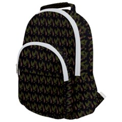 Fern Pattern 2 Black Rounded Multi Pocket Backpack by violetheavensky