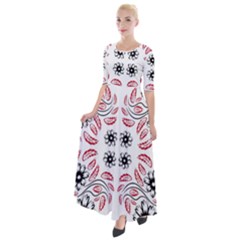 Folk Flowers Print Floral Pattern Ethnic Art Half Sleeves Maxi Dress by Eskimos