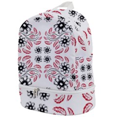Folk Flowers Print Floral Pattern Ethnic Art Zip Bottom Backpack by Eskimos