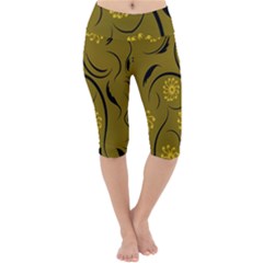 Folk Flowers Print Floral Pattern Ethnic Art Lightweight Velour Cropped Yoga Leggings by Eskimos