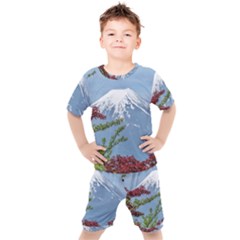 Mountain-mount-landscape-japanese Kids  Tee And Shorts Set by Sudhe