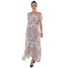 Abstract Pattern Geometric Backgrounds   Off Shoulder Open Front Chiffon Dress by Eskimos
