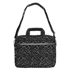 Pixel Grid Dark Black And White Pattern Macbook Pro Shoulder Laptop Bag (large) by dflcprintsclothing