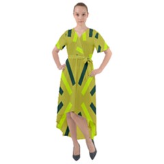 Abstract Pattern Geometric Backgrounds   Front Wrap High Low Dress by Eskimos