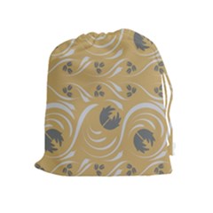 Folk Flowers Print Floral Pattern Ethnic Art Drawstring Pouch (xl) by Eskimos