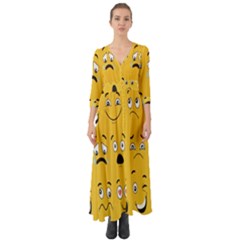 Emojis Button Up Boho Maxi Dress by Sparkle