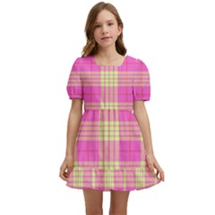 Pink Tartan 4 Kids  Short Sleeve Dolly Dress by tartantotartanspink