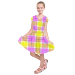 Pink Tartan-8 Kids  Short Sleeve Dress by tartantotartanspink2