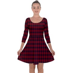 Tartan Red Quarter Sleeve Skater Dress by tartantotartansallreddesigns