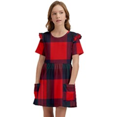 Macduff Modern Tartan 2 Kids  Frilly Sleeves Pocket Dress by tartantotartansallreddesigns