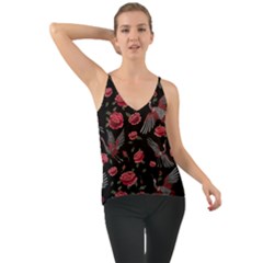 Cranes N Roses Chiffon Cami by HWDesign