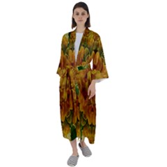 Tropical Spring Rose Flowers In A Good Mood Decorative Maxi Satin Kimono by pepitasart
