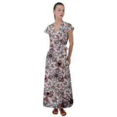Digital Illusion Flutter Sleeve Maxi Dress by Sparkle
