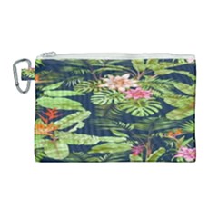 Flowers Pattern Canvas Cosmetic Bag (large) by Sparkle
