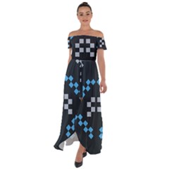 Abstract Pattern Geometric Backgrounds   Off Shoulder Open Front Chiffon Dress by Eskimos