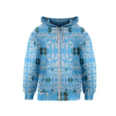 Folk Flowers Print Floral Pattern Ethnic Art Kids  Zipper Hoodie by Eskimos