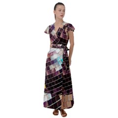 Funky Disco Ball Flutter Sleeve Maxi Dress by essentialimage365