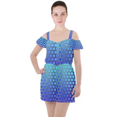 Hex Circle Points Vaporwave Three Ruffle Cut Out Chiffon Playsuit by WetdryvacsLair
