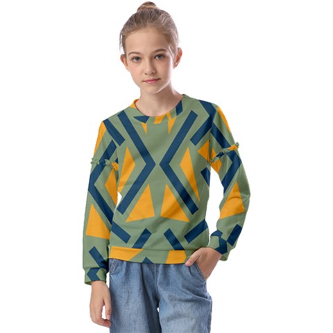 Abstract Geometric Design    Kids  Long Sleeve Tee With Frill  by Eskimos