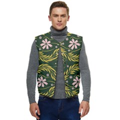 Folk Flowers Print Floral Pattern Ethnic Art Men s Short Button Up Puffer Vest	 by Eskimos