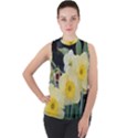Daffodils in Bloom Mock Neck Chiffon Sleeveless Top View1