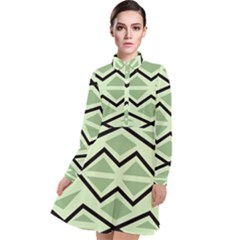 Abstract Pattern Geometric Backgrounds Long Sleeve Chiffon Shirt Dress by Eskimos