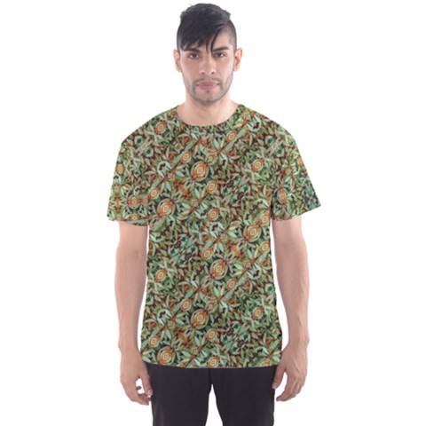 Colorful Stylized Botanic Motif Pattern Men s Sport Mesh Tee by dflcprintsclothing