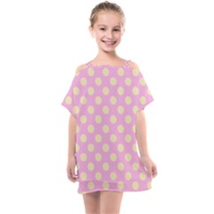 Cream Dots On Purple Kids  One Piece Chiffon Dress by FunDressesShop