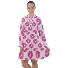 Sprinkled Donuts On Pink All Frills Chiffon Dress by FunDressesShop