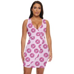 Sprinkled Donuts On Pink Draped Bodycon Dress by FunDressesShop