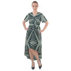 Abstract Pattern Geometric Backgrounds Front Wrap High Low Dress by Eskimos
