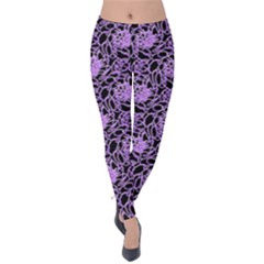 Electric Neon Abstract Print Pattern Velvet Leggings by dflcprintsclothing