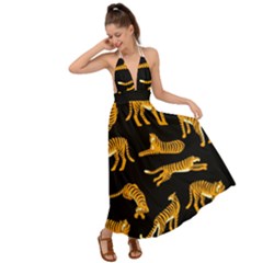 Seamless-exotic-pattern-with-tigers Backless Maxi Beach Dress by Jancukart