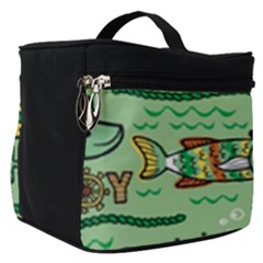 Seamless Pattern Fishes Pirates Cartoon Make Up Travel Bag (small) by Jancukart