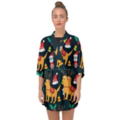 Funny Christmas Pattern Background Half Sleeve Chiffon Kimono by Jancukart