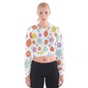 Easter Seamless Pattern With Cute Eggs Flowers Cropped Sweatshirt View1
