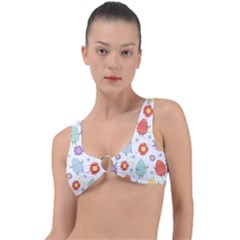 Easter Seamless Pattern With Cute Eggs Flowers Ring Detail Bikini Top by Jancukart