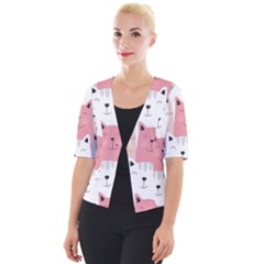 Cute Seamless Pattern With Cats Cropped Button Cardigan by Jancukart