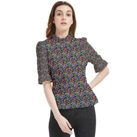 Seamless Prismatic Geometric Pattern With Background Frill Neck Blouse by Jancukart