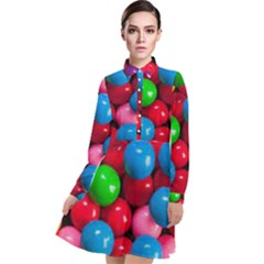 Bubble Gum Long Sleeve Chiffon Shirt Dress by artworkshop