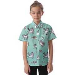 Unicorn Patterns Kids  Short Sleeve Shirt by Jancukart