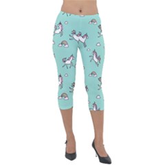 Unicorn Patterns Lightweight Velour Capri Leggings  by Jancukart